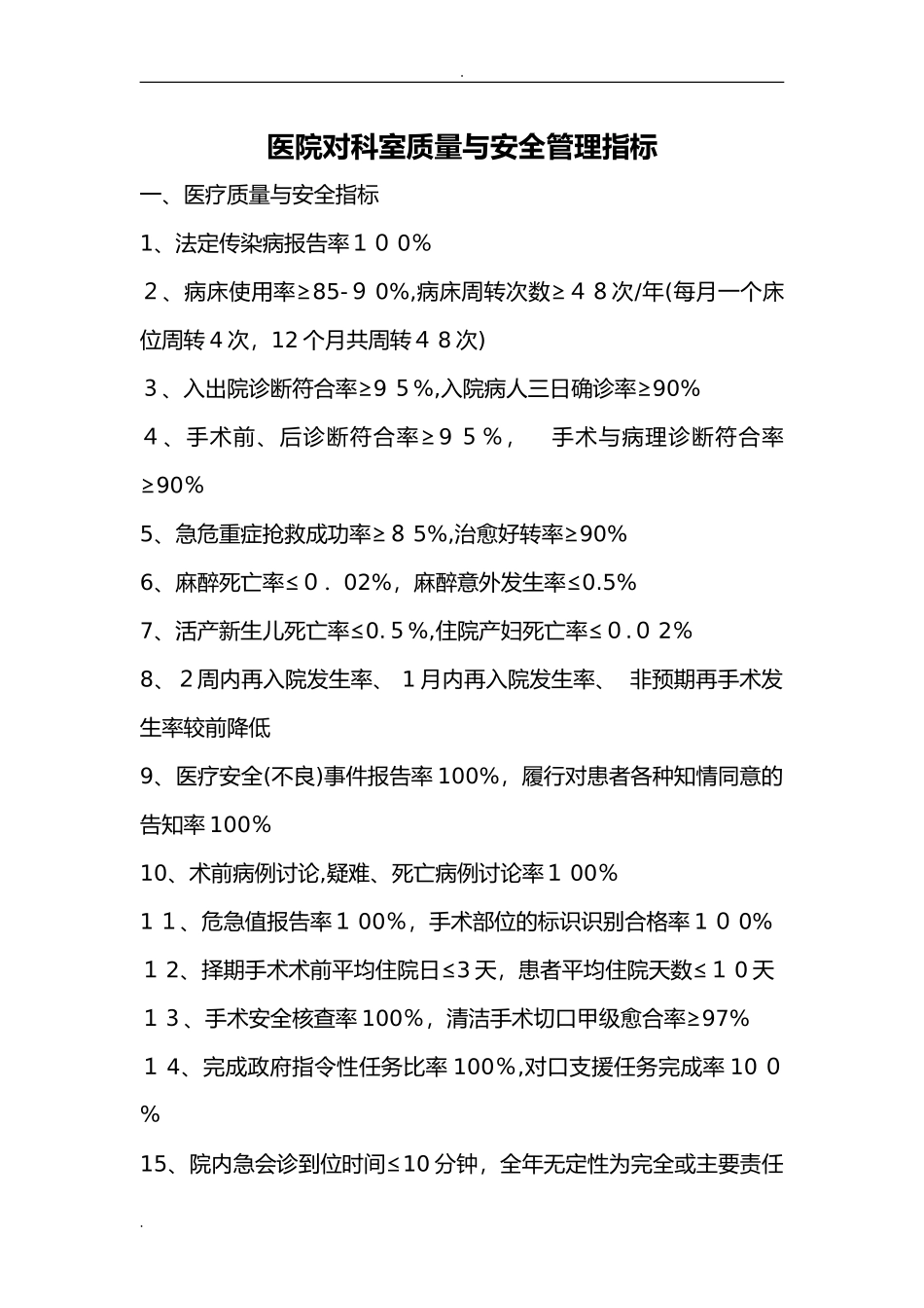 2024年医院对科室质量与安全管理指标_第2页