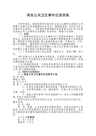 2024年医院突发公共卫生事件应急预案