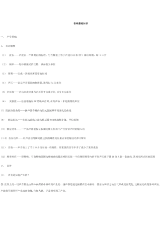 2024年音响基础知识讲解