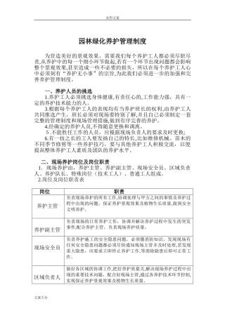 2024年园林绿化养护管理系统规章制度
