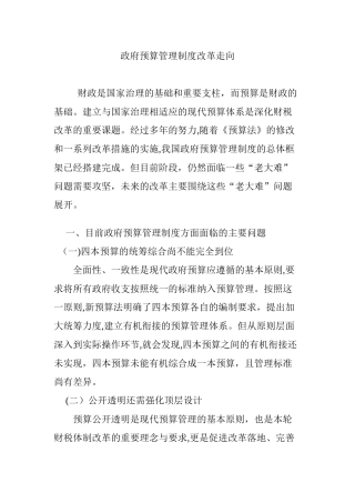 2024年政府预算管理制度改革走向