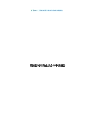 2024年知名城市商业综合体申请报告