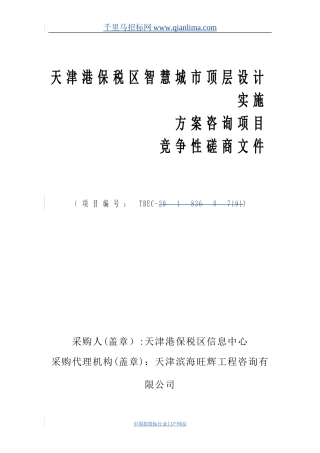 2024年智慧城市顶层设计实施方案咨询项目招投标书