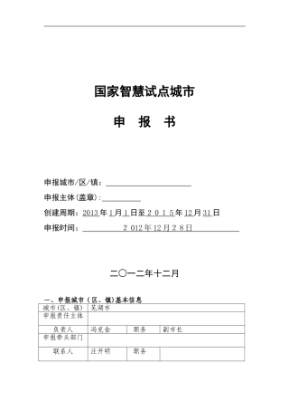 2024年智慧城市申报书