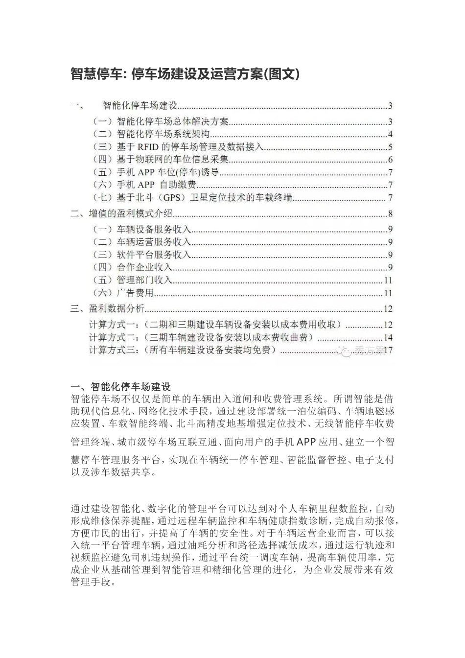 2024年智慧停车停车场建设及运营方案里面的赢利点汇总的比较完善_第1页