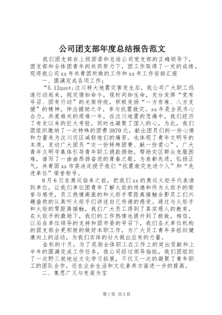 2024年公司团支部年度总结报告范文