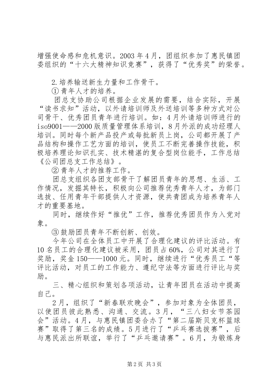 2024年公司团总支工作计划_第2页