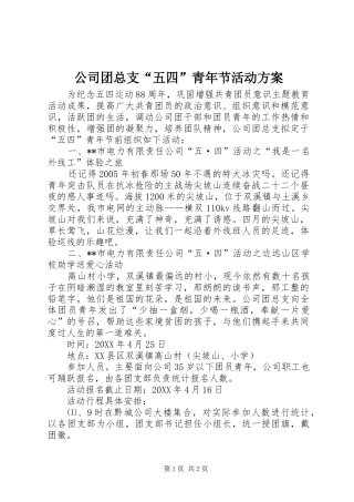 2024年公司团总支五四青年节活动方案