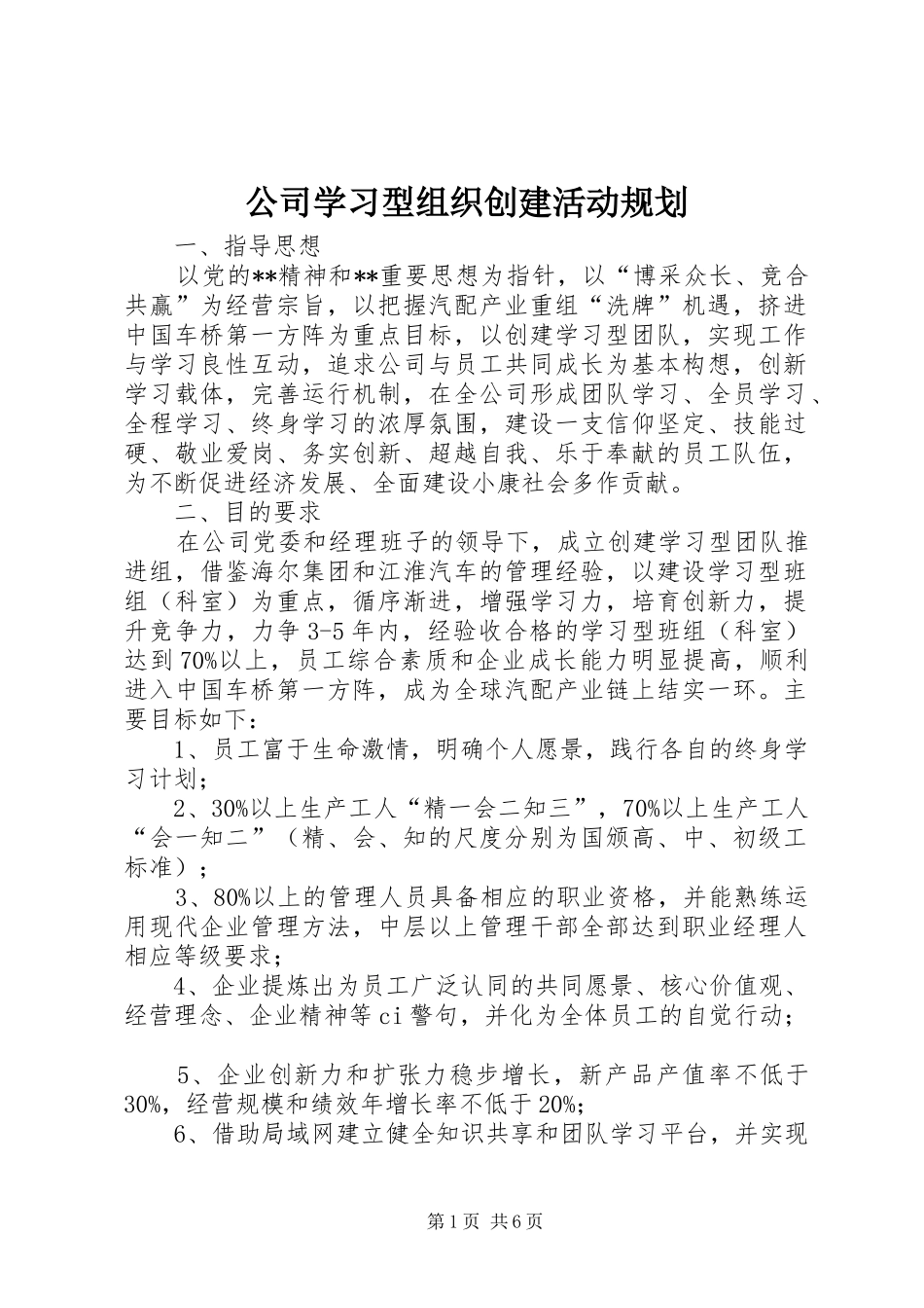 2024年公司学习型组织创建活动规划_第1页