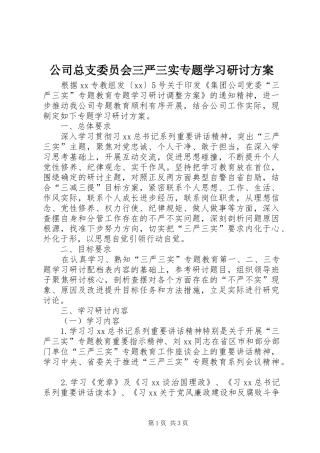 2024年公司总支委员会三严三实专题学习研讨方案