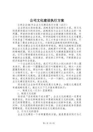 2024年公司文化建设执行方案