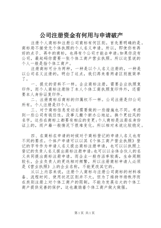 2024年公司注册资金有何用与申请破产