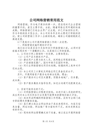 2024年公司网络营销常用范文