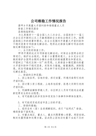 2024年公司维稳工作情况报告