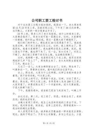 2024年公司职工罢工检讨书