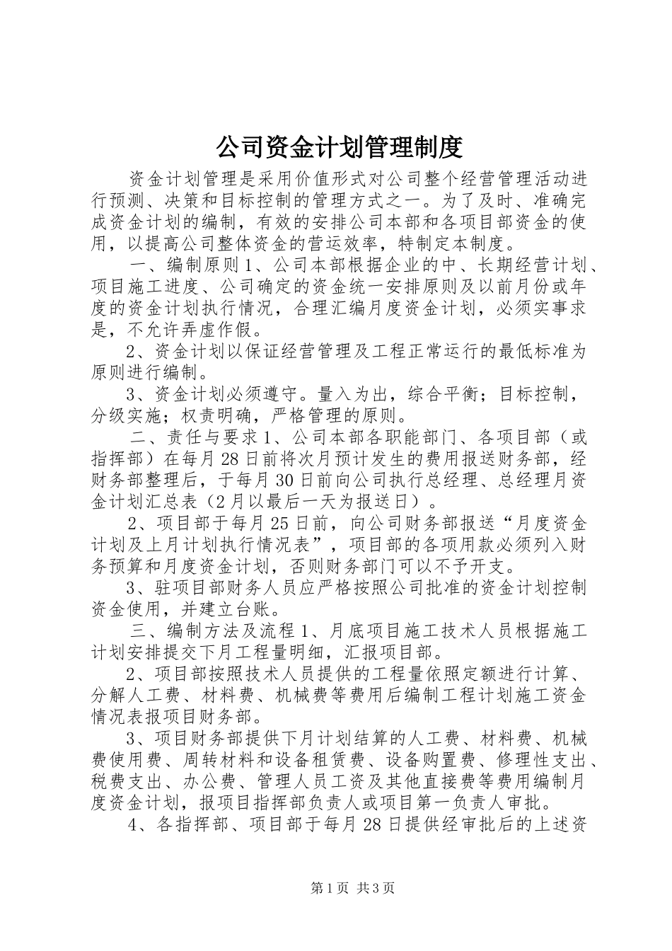 2024年公司资金计划管理制度_第1页