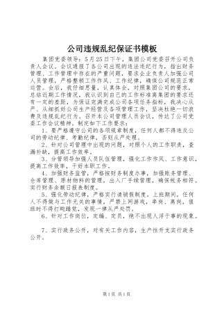 2024年公司违规乱纪保证书模板