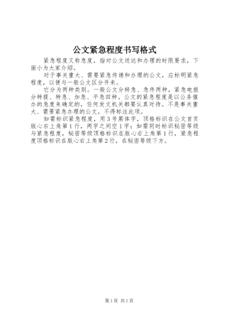 2024年公文紧急程度书写格式