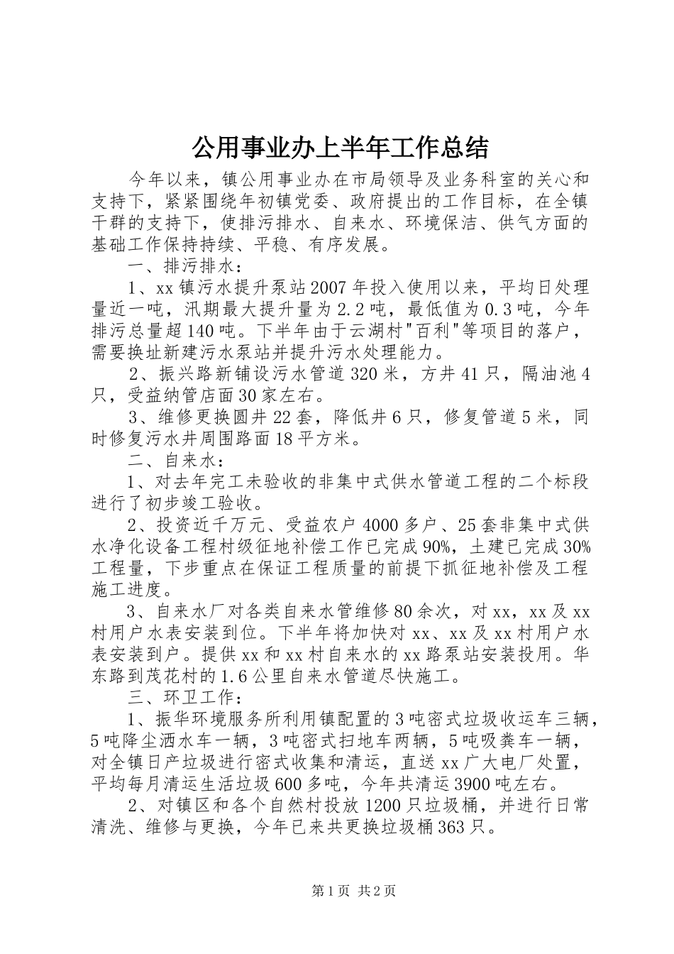 2024年公用事业办上半年工作总结_第1页