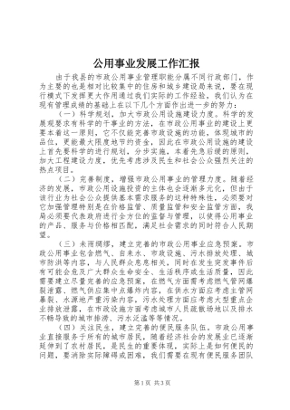 2024年公用事业发展工作汇报