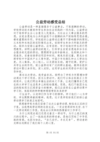 2024年公益劳动感受总结