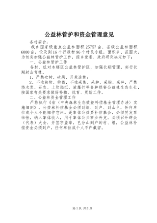 2024年公益林管护和资金管理意见