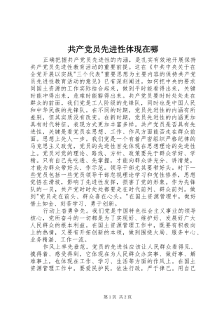 2024年共产党员先进性体现在哪