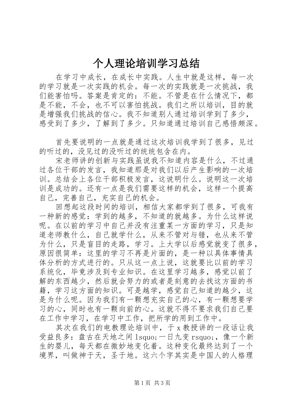 2024年个人理论培训学习总结_第1页