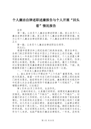 2024年个人廉洁自律述职述廉报告与个人开展回头看情况报告