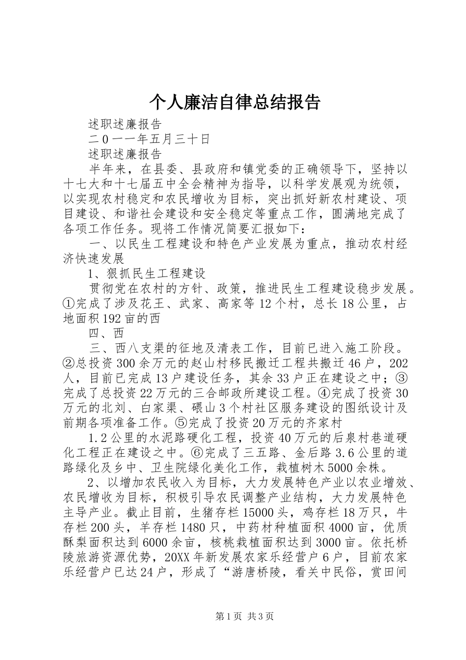2024年个人廉洁自律总结报告_第1页