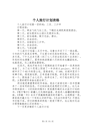 2024年个人旅行计划表格