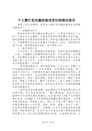 2024年个人履行党风廉政建设责任制情况报告