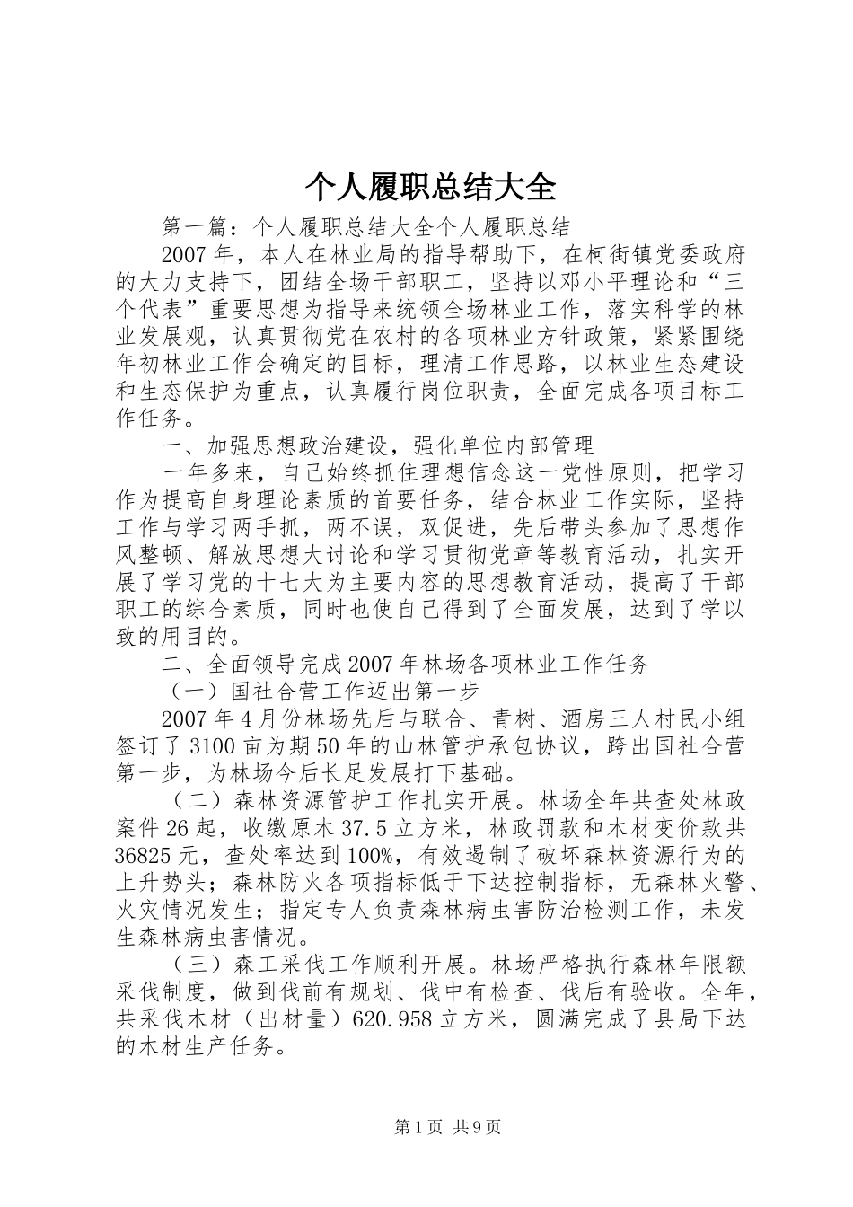 2024年个人履职总结大全_第1页