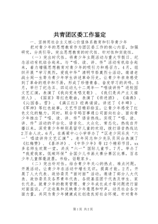 2024年共青团区委工作鉴定