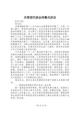 2024年共青团代表会闭幕式致辞