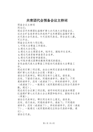 2024年共青团代会预备会议主持词