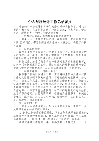 2024年个人年度统计工作总结范文