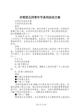 2024年共青团五四青年节系列活动方案