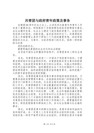 2024年共青团与政府青年政策及事务
