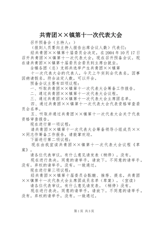 2024年共青团镇第十一次代表大会