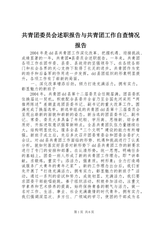 2024年共青团委员会述职报告与共青团工作自查情况报告