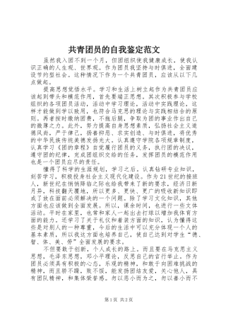 2024年共青团员的自我鉴定范文