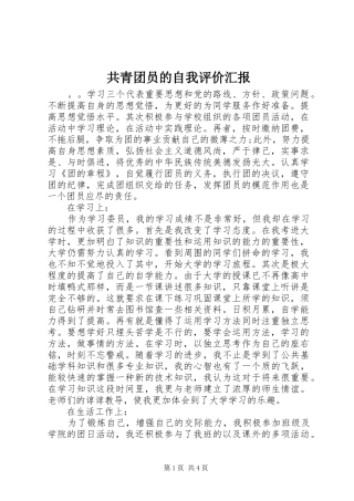 2024年共青团员的自我评价汇报