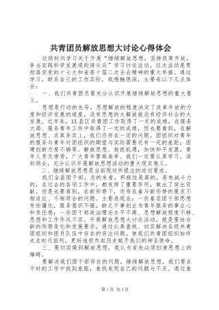 2024年共青团员解放思想大讨论心得体会