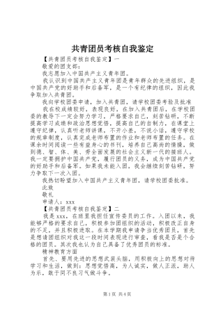 2024年共青团员考核自我鉴定