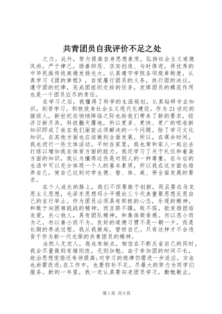 2024年共青团员自我评价不足之处