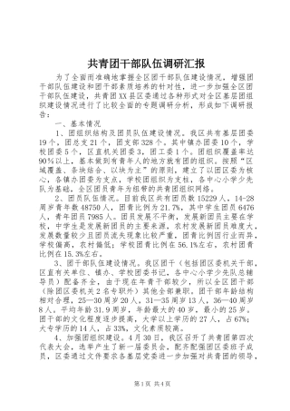 2024年共青团干部队伍调研汇报