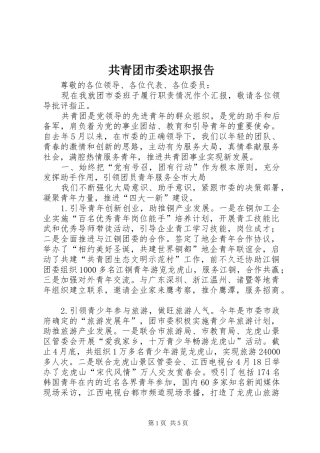 2024年共青团市委述职报告