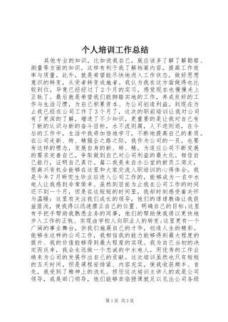 2024年个人培训工作总结