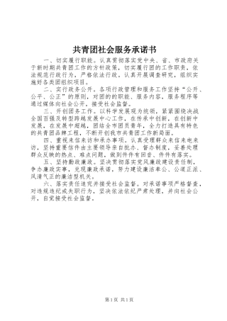 2024年共青团社会服务承诺书